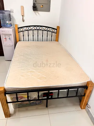 metal bed frame with mattress (used)