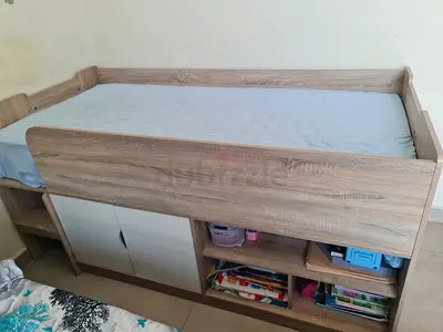 Wooden Kids Daybed with Storage Shelves and Cupboard - Single