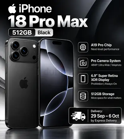 iPhone 18 Pro Max 512GB Black - Unopened/Brand New (UAE)