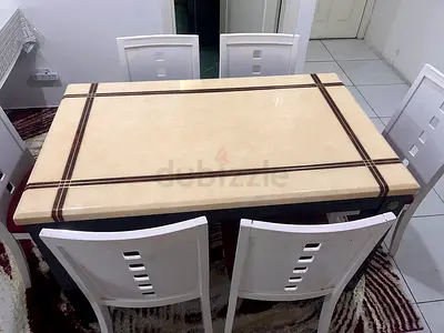 Marble top 6-Seater Dining Table with chair