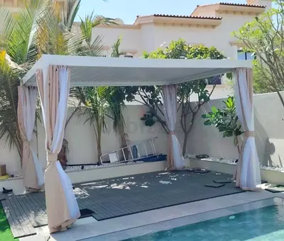Outdoor pergola gazebo with curtains - good condition