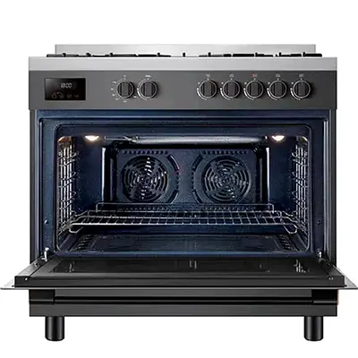Brand New Stock Toshiba Professional Gas Cooker,90x60, Oven Dual Fan with Digital Clock Charcoal Gra