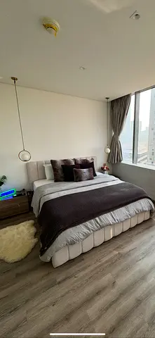 Modern upholstered king bed with mattress