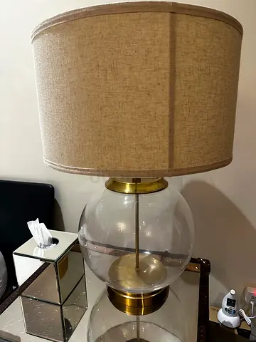 x2 MARINA HOME Xlarge table lamps lights glass and brass decor