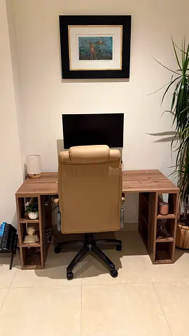 Desk with built-in open shelving - perfect condition