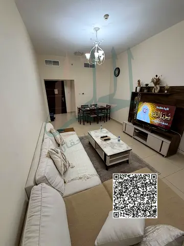 Furnished 2-bedroom apartment with a living room (second-tenant occupancy) in Al Yasmeen Towers, Al Jurf 2, Ajman.