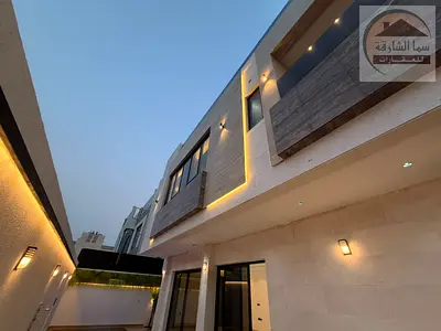 Super deluxe luxury villa for sale in Al-Houshi, corner on two streets with a modern design, availa