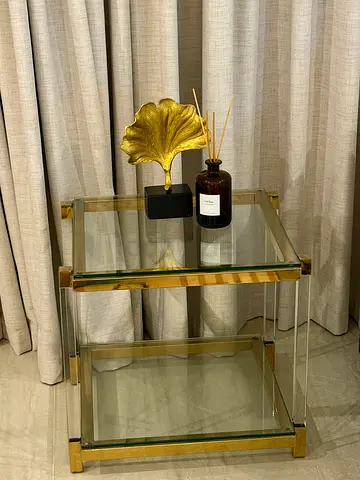 Coffee table Glass and brass side table
