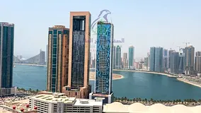Two Bedroom Apartment for Annual Rent in Al Mamzar Sharjah with Sea View Master Bedroom Balcony Thre