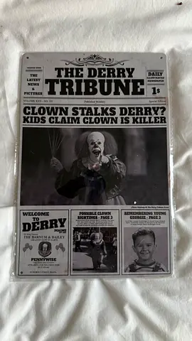The Derry Tribune Pennywise Newspaper Prop (IT-themed Halloween Sign)