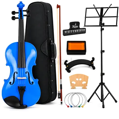 4/4 Full Size Blue Violin Complete Set with Case, Bow & Music Stand