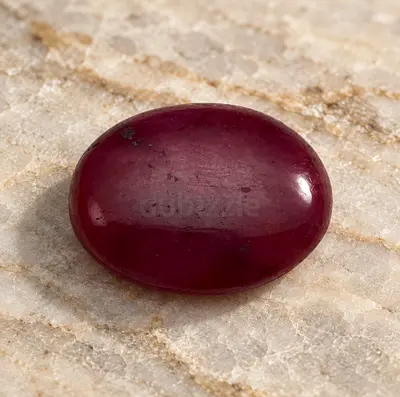 Natural Ruby Cabochon Oval Gemstone - Deep Red/Pink, Polished