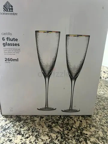 Set of 6 Castillo 260ml Champagne Flute Glasses - Brand New in Box