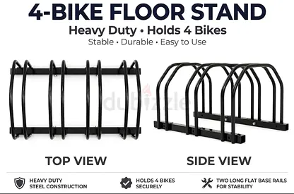 Heavy-Duty 4-Bike Floor Stand — Holds Up To 4 Bikes