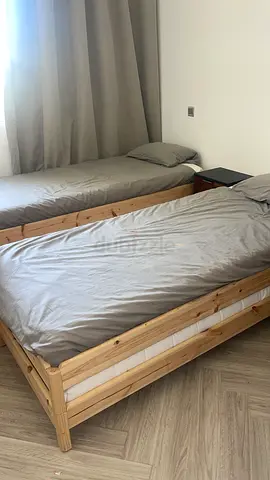 4 (2+2) Solid Wood Stackable Single Bed Frame with Mattress