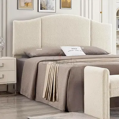 Cream Bouclé Upholstered Headboard (Queen size) - Soft Curved Design