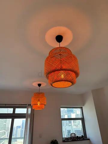Pair of woven rattan pendant lamps - warm ambient lighting Ikea 300 for 2pc