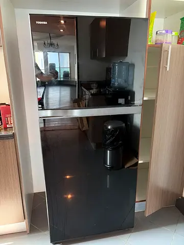Toshiba INVERTER Black Glass Door Refrigerator - Excellent Condition