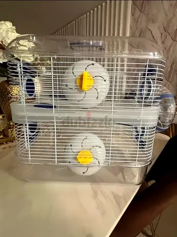 Two-level Plastic Hamster Cage with Tunnels and Wheels