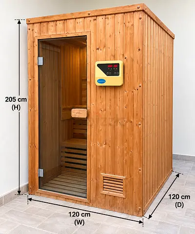 Portable Wooden Sauna Cabin 120x120x205 cm with Digital Controller
