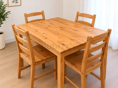 Solid Wood Dining Set with 4 Chairs