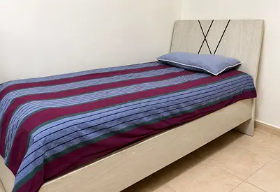 Single bed with headboard - light wood finish, good condition