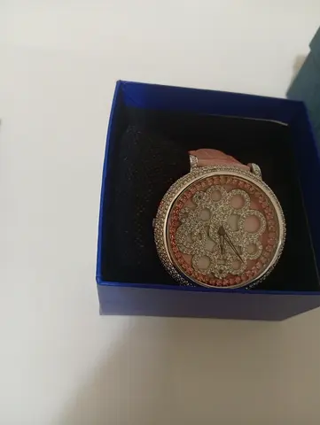 Women's Pink Crystal Fashion Watch with Leather Strap