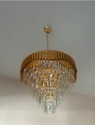 Gold crystal chandelier - tiered modern pendant light