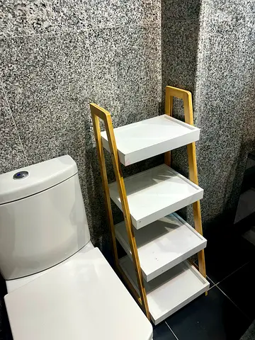 Lean-to Bathroom Shelf Rack — 4-Tier Wooden Storage Unit