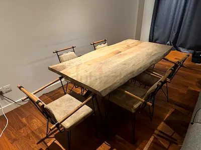 Handmade Solid Wood Dining Table + 6 Chairs