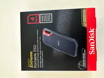 SanDisk Extreme Portable SSD 4TB – USB 3.2 Gen 2 High-Speed External Solid State Drive