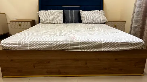 Complete Double Bed room set spring mattress , side tables ,Sliding Cupboard, drawers, dressing tabl