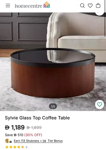 Sylvie Glass Top Round Coffee Table
