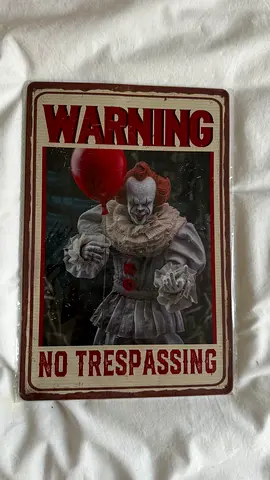 Warning No Trespassing Pennywise Metal Sign (Horror Halloween Decor)