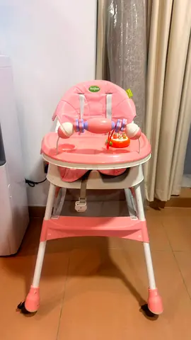 Pink Baby High Chair with Toy Bar - Good Condition