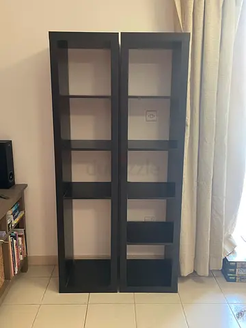 Pair of Modern Black Cube Storage Shelves
