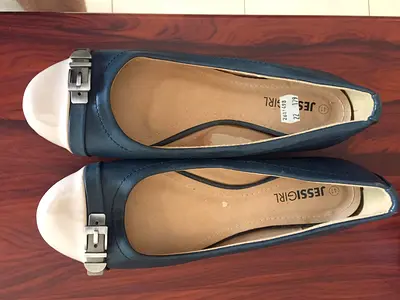 Jessi Girl Blue and Cream Ballerina Flats