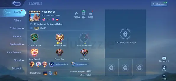 Mobile Legends Account - High Rank with Skins and Emblems (Dubai)