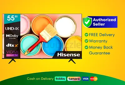 Hisense 55 inch TV Smart LED - 4K UHD - 60Hz - | Brand New |  Warranty | FREE  Delivery