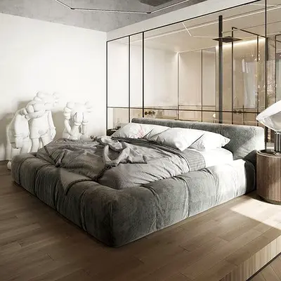 Light gray colour 180*200 king size bubble Bed