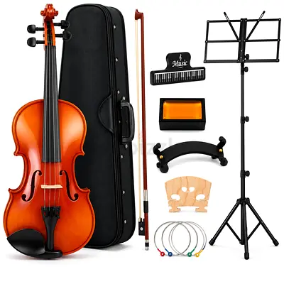 4/4 Full Size Mahogany Violin Complete Set with Case, Bow & Music Stand