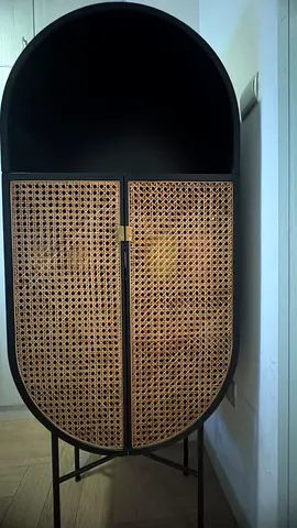 Urban nest black and cane cabinet /