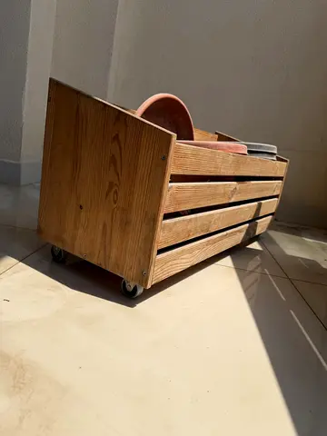 Rolling Pine Wood Storage Crate on Wheels 78 cm, IKEA IVAR