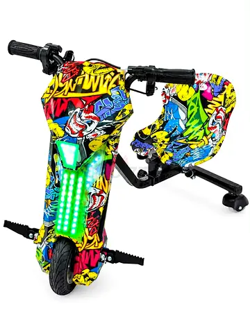 Electric Drift Trike Scooter with LED Lights — Graffiti Design