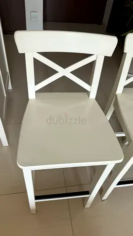 IKEA White wooden bar stool with backrest