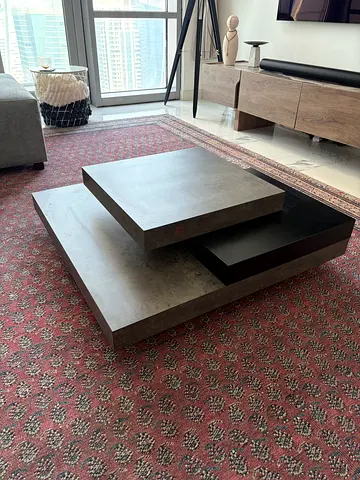 Black Slate Concrete-Look Coffee Table - L90 x W90 x H30 cm