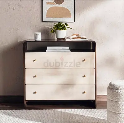 Wooden 3-Drawer Chest with Open Shelf - Neutral Finish