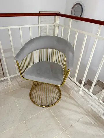 Gray Velvet Accent Chair with Gold Metal Frame