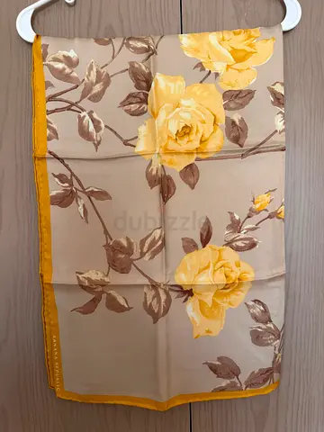 Banana Republic lightweight floral silk scarf with yellow rose print