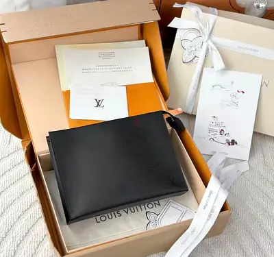 Louis Vuitton Black Epi Leather Pochette/Document Pouch - Genuine Box & Papers